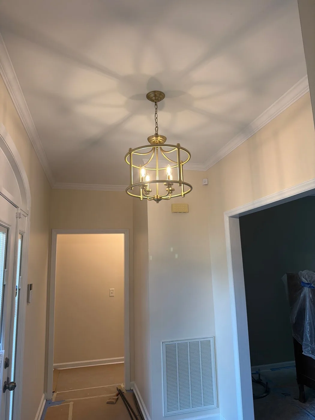 Entry lantern, hung and centered